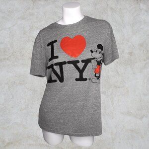 Disney Mickey Mouse I Love NY Heather Gray T-Shirt / New York Graphic Tee